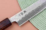 Couteau sujihiki 24cm japonais artisanal Yuzo Enju Damas 440C