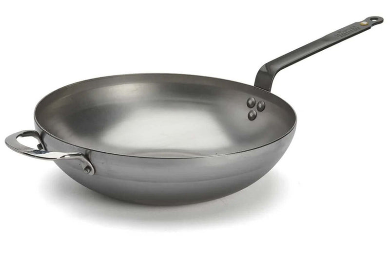 Wok bombé à queue De Buyer Mineral B ø32cm en fer avec anse