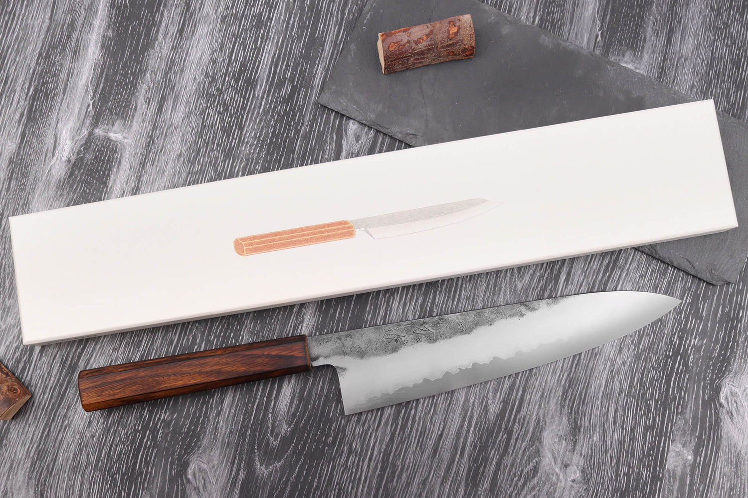 Couteau de chef 24cm japonais artisanal Hado Kirisame Shirogami