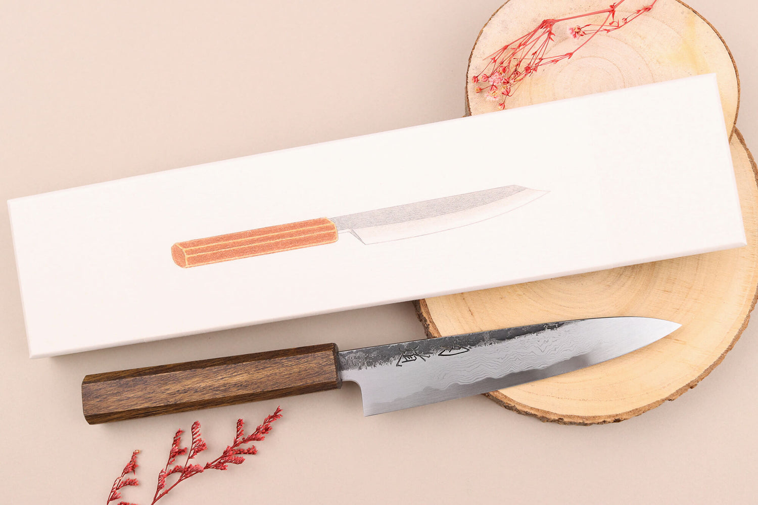 Couteau universel 15cm japonais artisanal Hado Sumi B1D manche en chêne