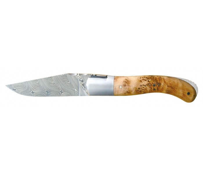 Couteau Laguiole GILLES, lame damas inox, manche 13cm genévrier