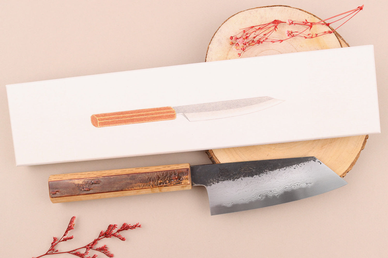 Couteau ko bunka 13,5cm japonais artisanal Hado Sumi B1D manche en cerisier