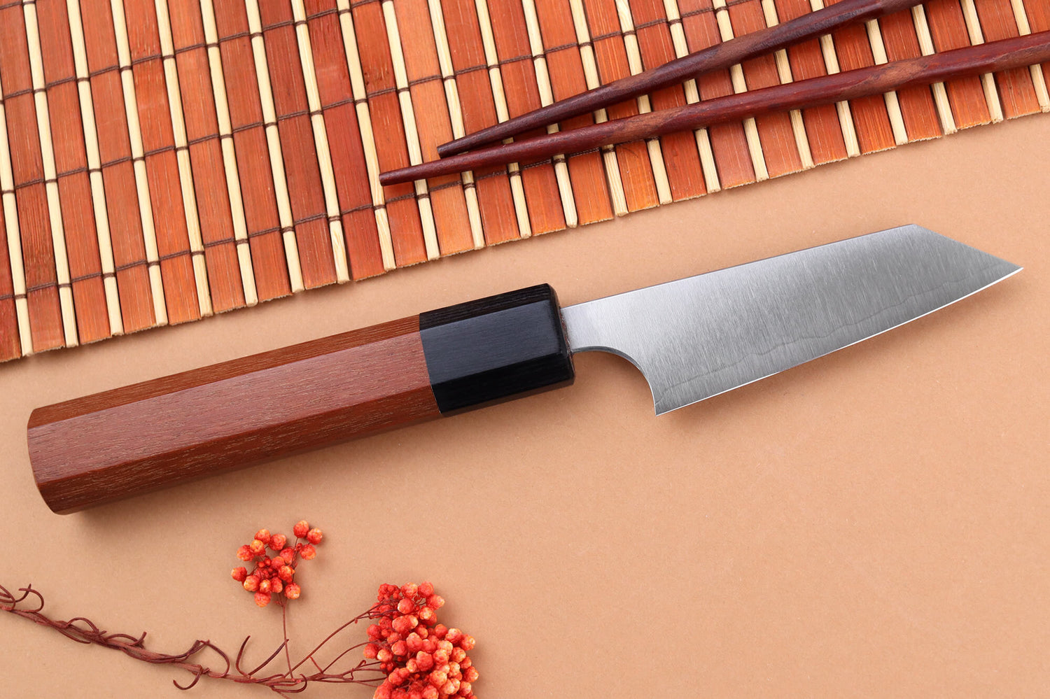 Couteau d'office kiritsuke japonais artisanal Shibata Koutetsu R2 8cm