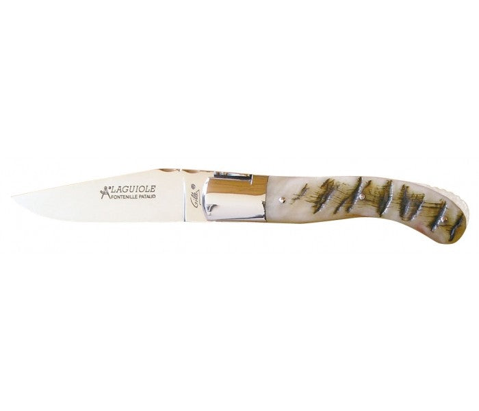 Couteau Laguiole GILLES, lame brillante, manche 13 cm corne de bélier