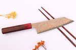 Couteau bunka 16cm japonais artisanal Takeshi Saji VG10 Rainbow Nashiji