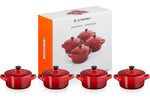 Set de 4 mini cocottes rondes en céramique Le Creuset 10cm Cerise