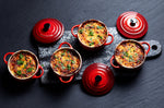 Set de 4 mini cocottes rondes en céramique Le Creuset 10cm Cerise