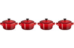 Set de 4 mini cocottes rondes en céramique Le Creuset 10cm Cerise