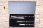 Coffret 3 couteaux Fukito Ébène Damas VG10 Chef + Universel + Office