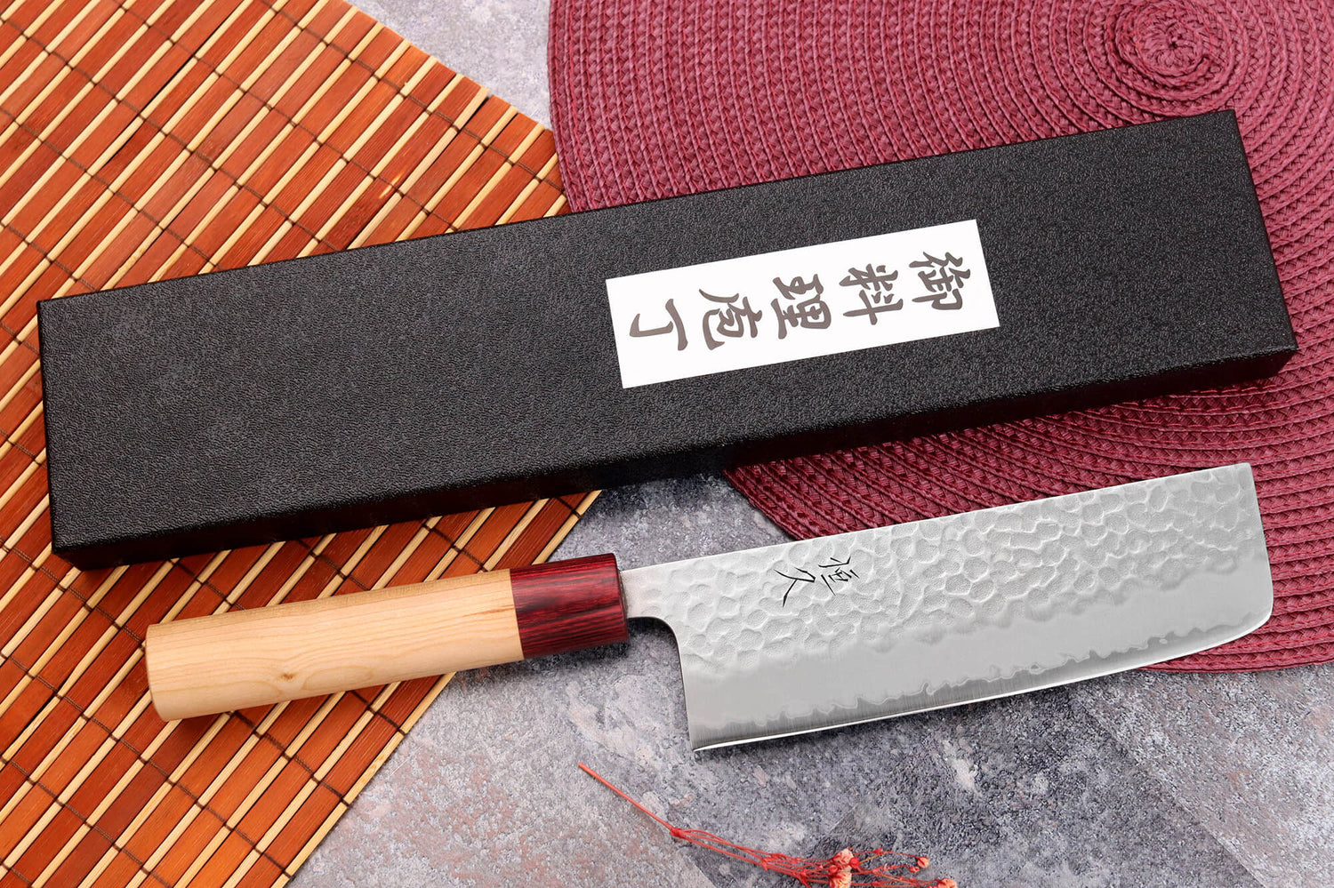 Couteau nakiri japonais artisanal Tsunehisa Aogami Super martelé 16,5cm