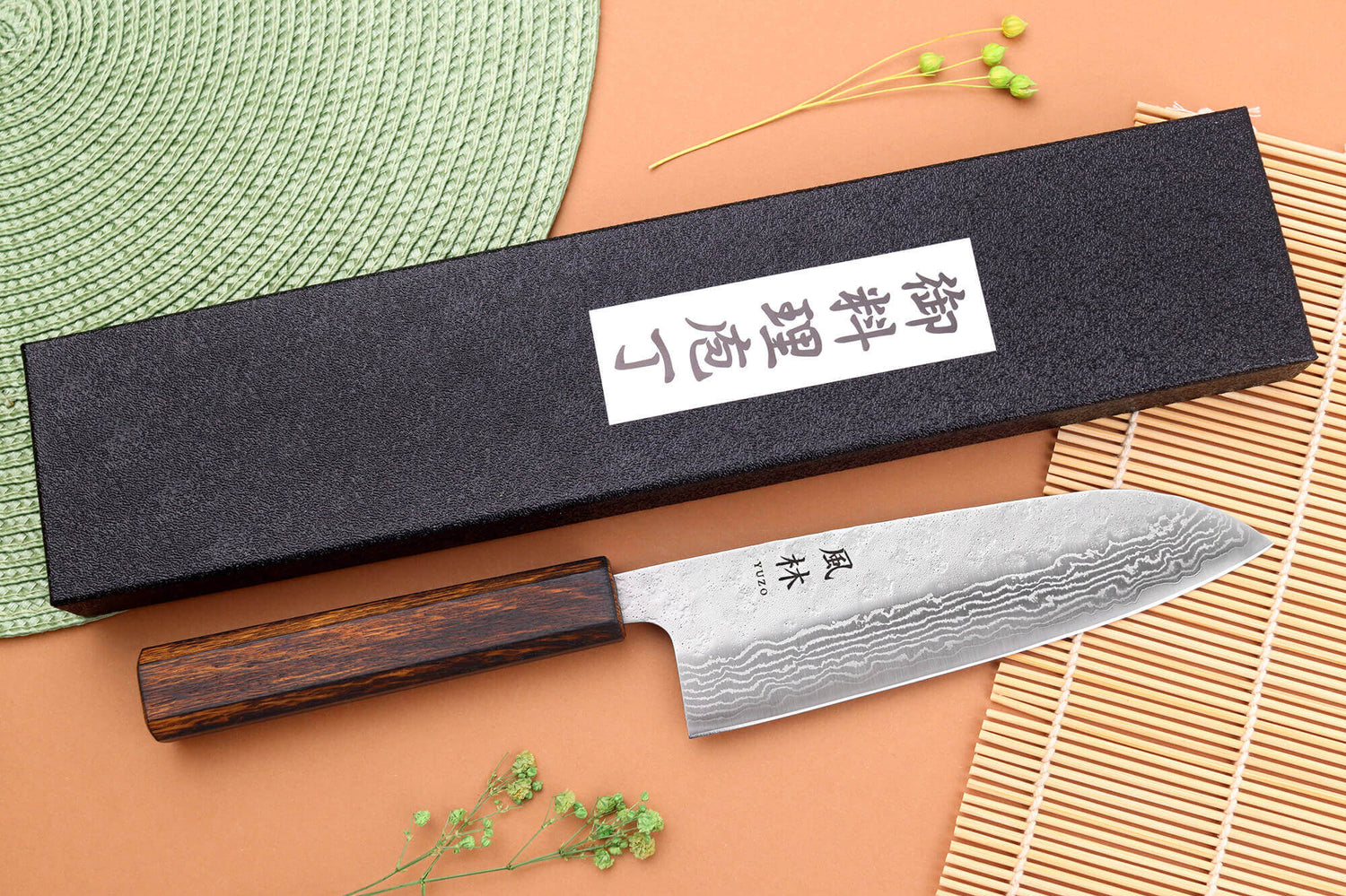 Couteau santoku 16,5cm japonais artisanal Yuzo Enju Damas 440C