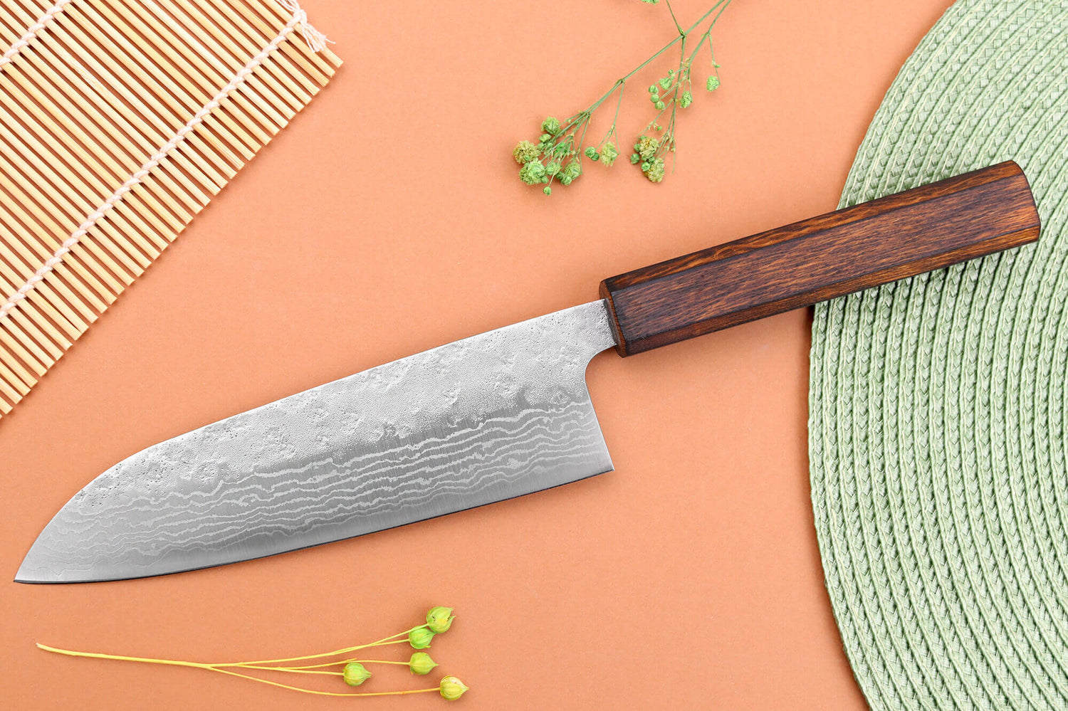 Couteau santoku 16,5cm japonais artisanal Yuzo Enju Damas 440C