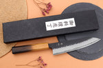 Couteau de chef 18cm japonais artisanal Yuzo Black AS chêne brûlé