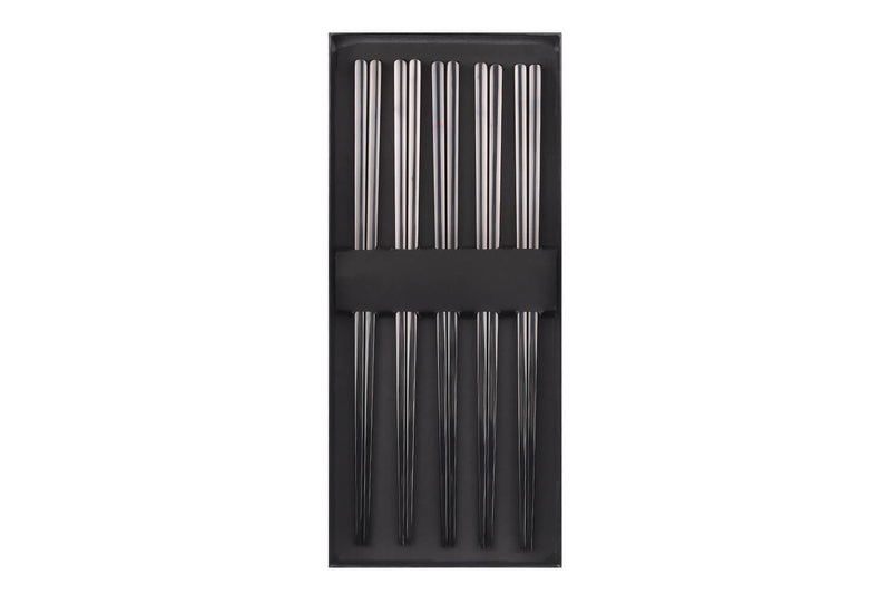 Set de 5 paires de baguettes chinoises en inox noir Kutoyama