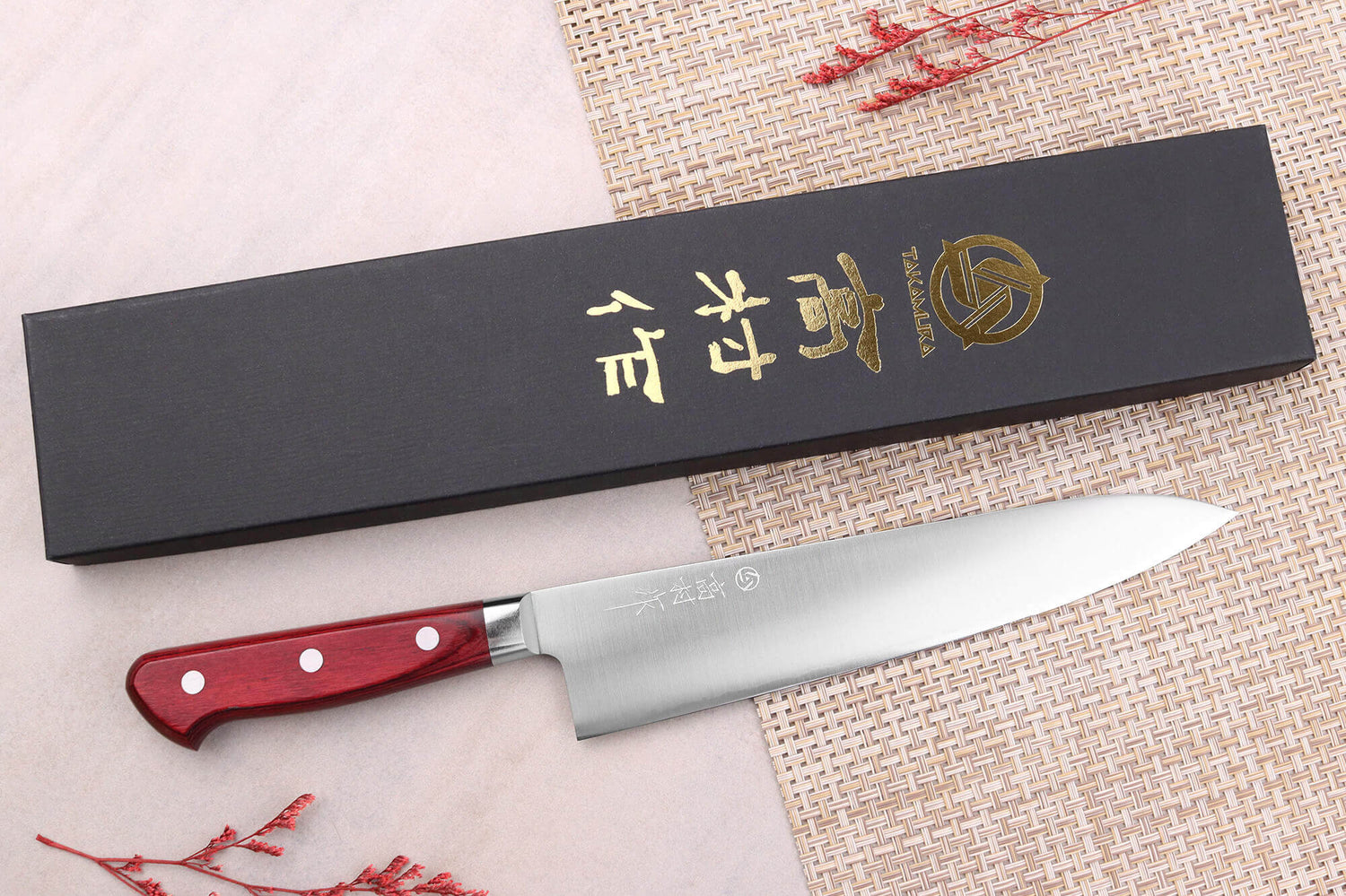 Couteau de chef japonais artisanal Takamura SGR 21cm acier SPG2