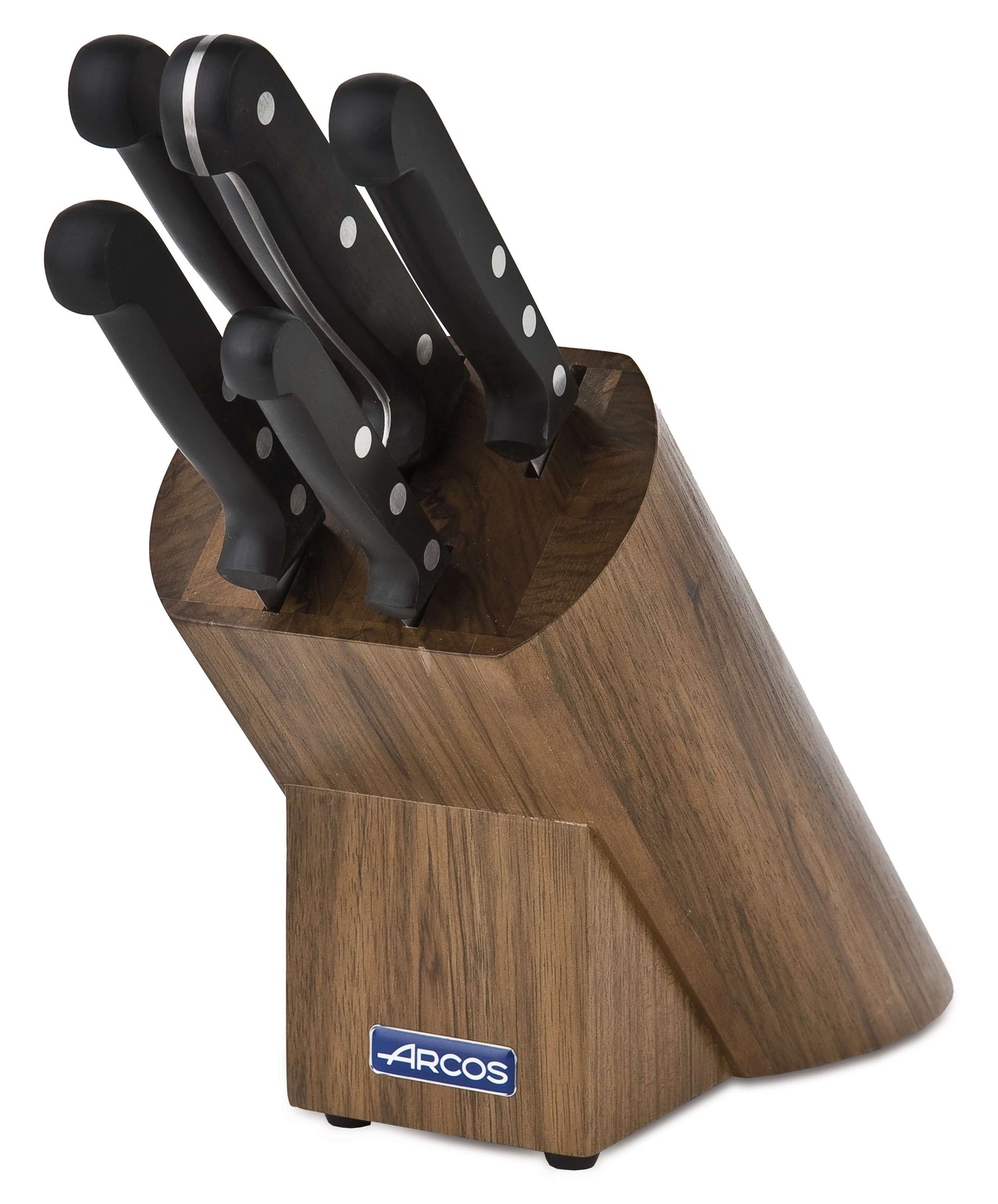 Bloc en noyer 5 couteaux Arcos UNIVERSAL lames acier inox NITRUM