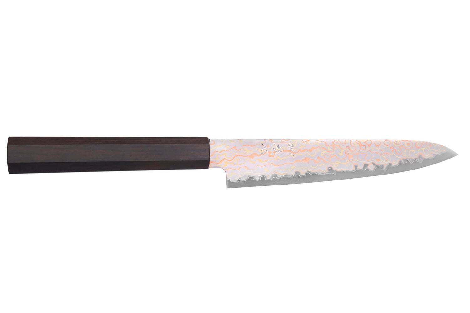 Couteau universel 15cm japonais artisanal Hatsukokoro Hayabusa Rainbow Damas