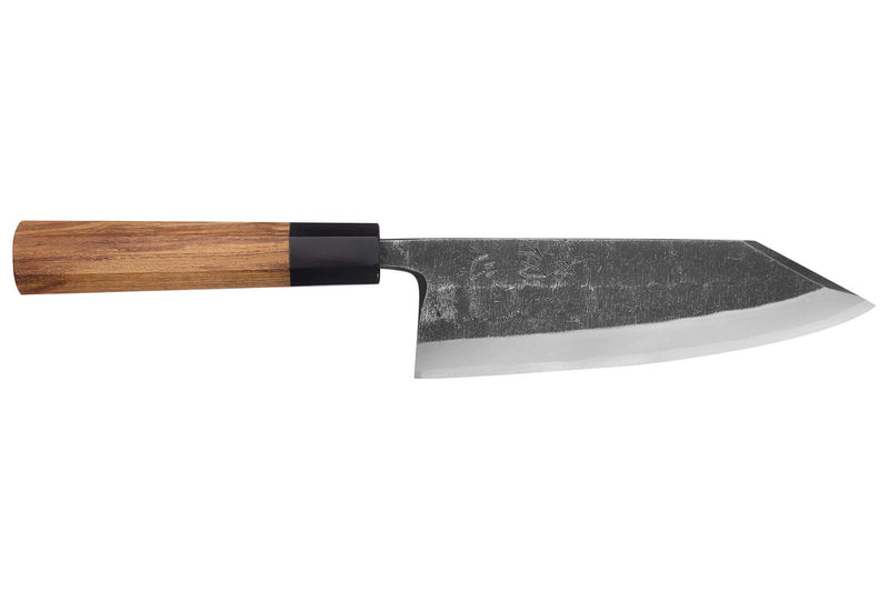 Couteau deba kiritsuke 18cm japonais artisanal Hatsukokoro Shirasagi manche en teck