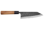 Couteau deba kiritsuke 18cm japonais artisanal Hatsukokoro Shirasagi manche en teck