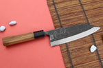 Couteau deba kiritsuke 18cm japonais artisanal Hatsukokoro Shirasagi manche en teck