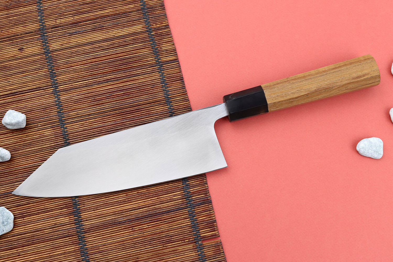 Couteau deba kiritsuke 18cm japonais artisanal Hatsukokoro Shirasagi manche en teck