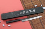 Couteau yanagiba 24cm japonais artisanal Hatsukokoro Shirasagi manche en ébène