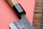 Couteau deba kiritsuke 15cm japonais artisanal Hatsukokoro Shirasagi manche en teck