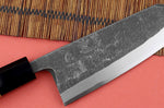 Couteau deba kiritsuke 15cm japonais artisanal Hatsukokoro Shirasagi manche en teck