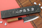 Couteau deba kiritsuke 15cm japonais artisanal Hatsukokoro Shirasagi manche en teck