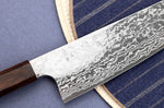 Couteau bunka 16,5cm japonais artisanal Hatsukokoro Ginga ATS-34 Damas ébène