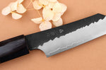 Couteau d'office 9,5cm japonais artisanal Nigara Hamono Black Tsuchime SG2 manche en noyer