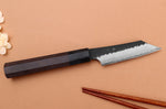 Couteau d'office 9,5cm japonais artisanal Nigara Hamono Black Tsuchime SG2 manche en noyer
