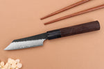 Couteau d'office 9,5cm japonais artisanal Nigara Hamono Black Tsuchime SG2 manche en noyer