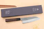 Couteau santoku 18cm japonais artisanal Nigara Hamono Tsuchime AS manche en noyer