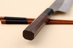 Couteau santoku 18cm japonais artisanal Nigara Hamono Tsuchime AS manche en noyer