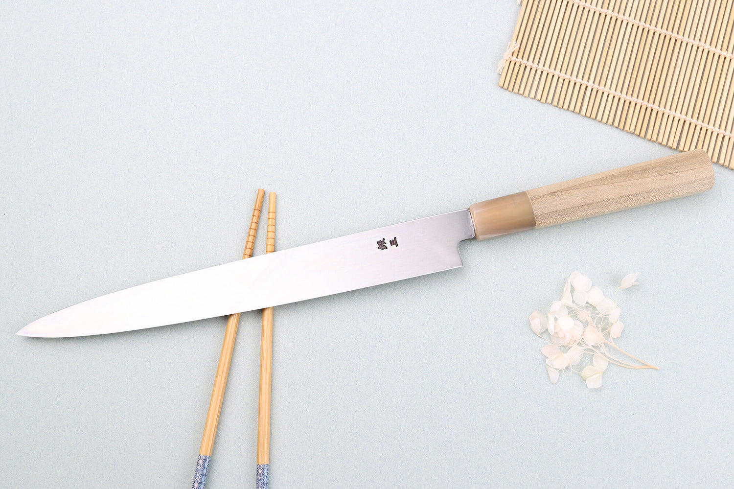 Couteau yanagiba 27cm japonais artisanal Nakamura Kaishin Ginsan Damas