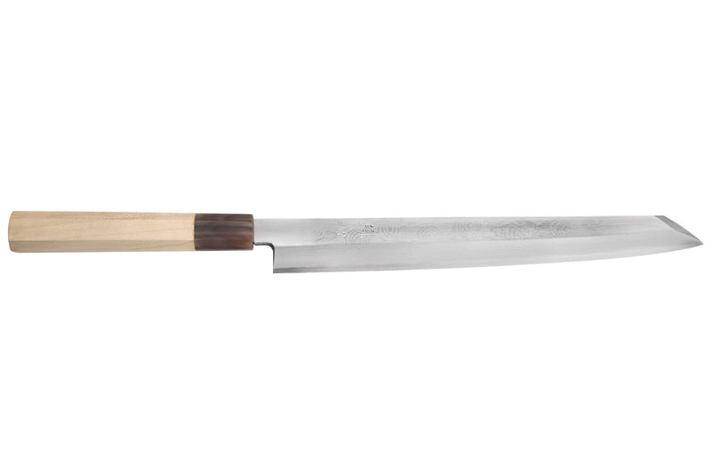 Couteau yanagiba kiritsuke 27cm japonais artisanal Nakamura Kaishin Ginsan Damas
