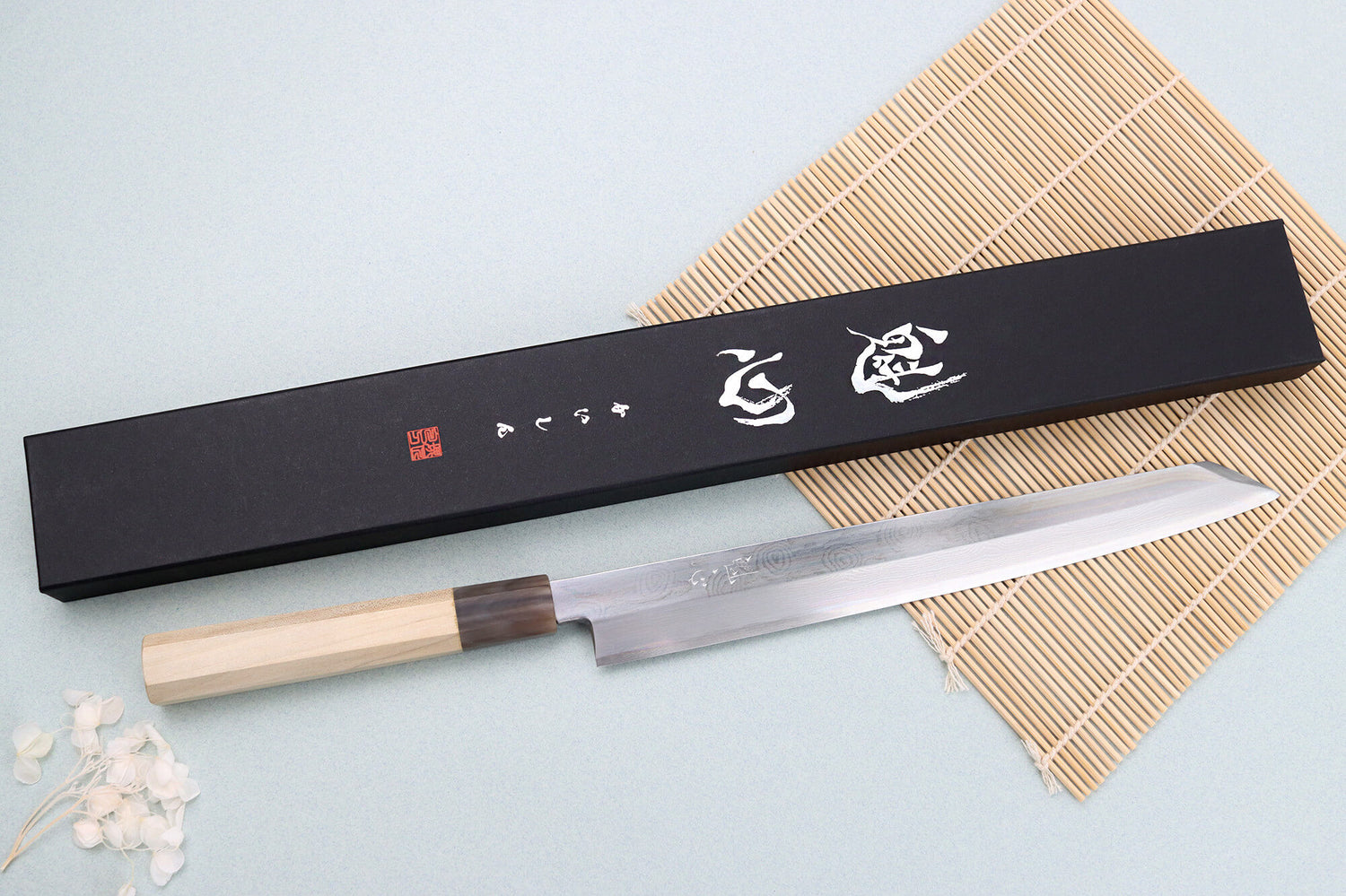 Couteau yanagiba kiritsuke 27cm japonais artisanal Nakamura Kaishin Ginsan Damas