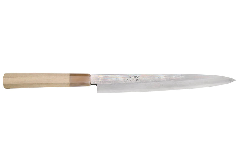 Couteau yanagiba 27cm japonais artisanal Nakamura Kaishin Ginsan Damas