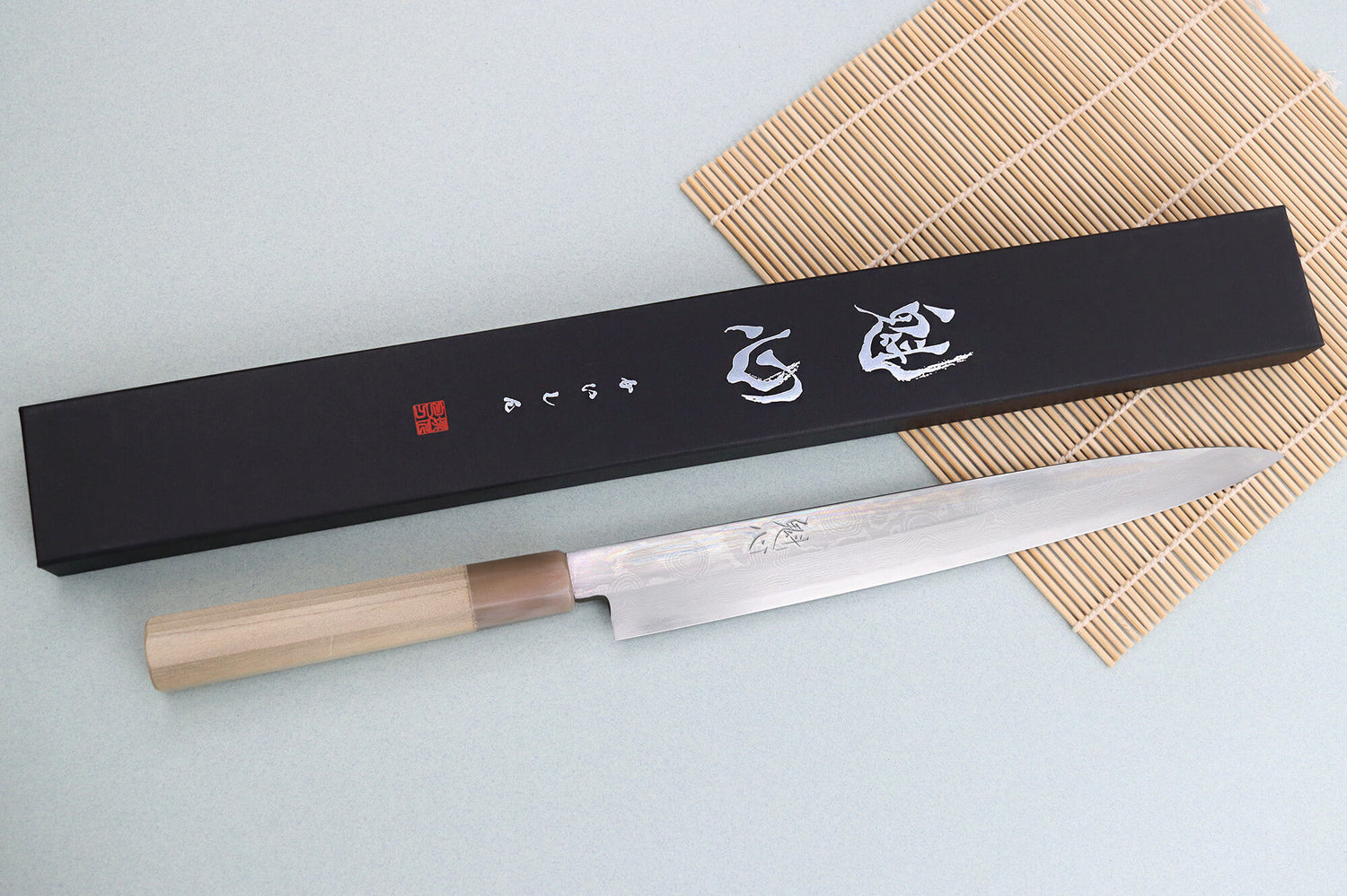 Couteau yanagiba 27cm japonais artisanal Nakamura Kaishin Ginsan Damas