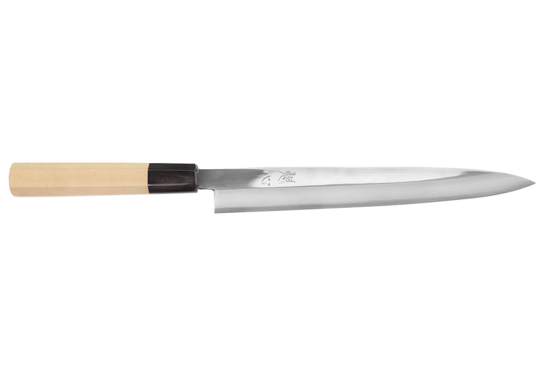 Couteau yanagiba 24cm japonais artisanal Nakamura Kaishin Ginsan Mirror
