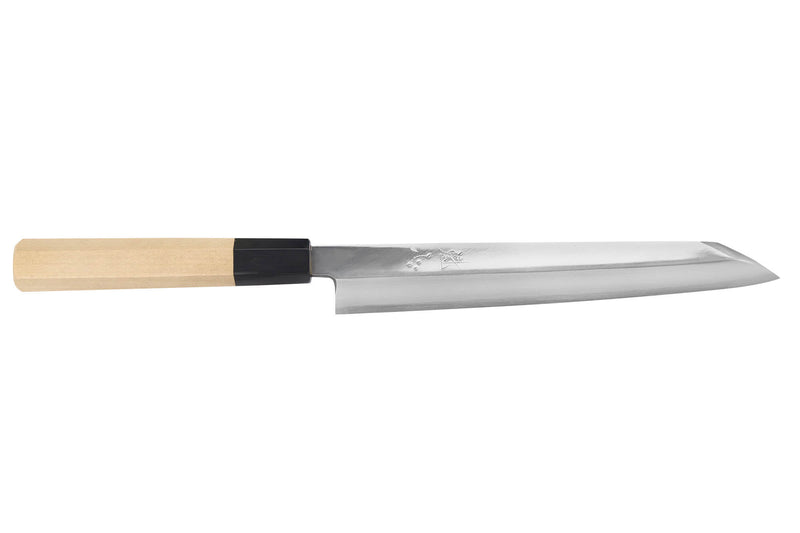 Couteau yanagiba kiritsuke 21cm japonais artisanal Nakamura Kaishin Ginsan Mirror