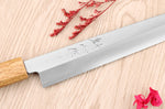 Couteau yanagiba 24cm japonais artisanal Nakamura Kaishin Saku WS2 en chêne