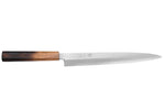 Couteau yanagiba 27cm japonais artisanal Nakamura Kaishin Saku WS2 en chêne