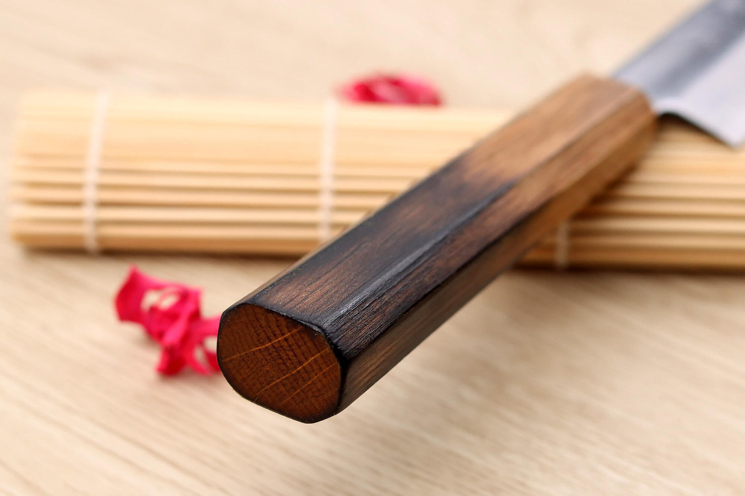 Couteau yanagiba 27cm japonais artisanal Nakamura Kaishin Saku WS2 en chêne