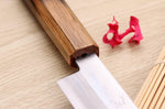 Couteau yanagiba 27cm japonais artisanal Nakamura Kaishin Saku WS2 en chêne