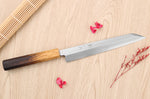 Couteau yanagiba kiritsuke 21cm japonais artisanal Nakamura Kaishin Saku WS2 en chêne
