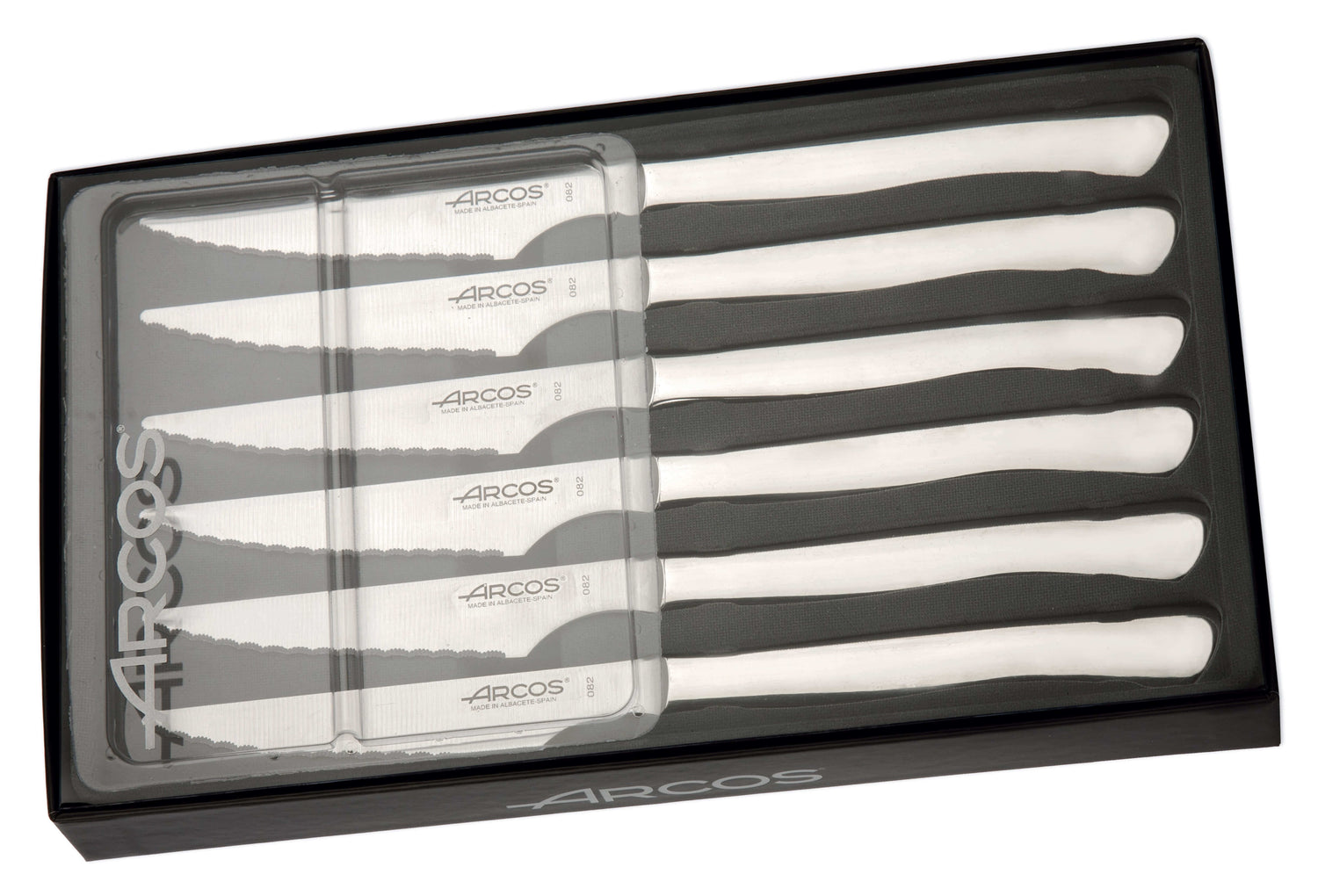 Coffret de 6 couteaux à steak monobloc Arcos lames acier inox microdentées