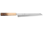 Couteau yanagiba kiritsuke 24cm japonais artisanal Nakamura Kaishin Saku WS2 en chêne