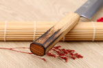 Couteau yanagiba kiritsuke 24cm japonais artisanal Nakamura Kaishin Saku WS2 en chêne